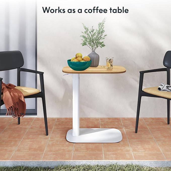 FLEXISPOT Adjustable C Table with Wheels, Mobile Snack Side End Table Sofa Couch Bedside Table Laptop Cart TV Tray Night Stand Small Space Side Table(23.6" W x 13.8" D,Maple)