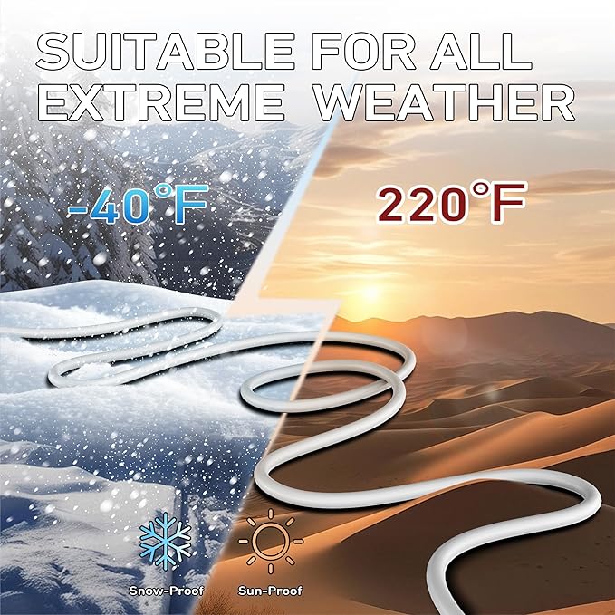 LUCKY TL Indoor Outdoor Extension Cord, 16/3 Gauge White Long Extension Cord 50ft, Waterproof Flexible Case, Made of Pure Copper, 13A 1625W 16AWG SJTW, 3 Prong Heavy Duty Wire, ETL