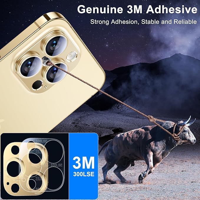 Esanik 2023 Upgrade 2 Pack for iPhone 14 Pro/iPhone 14 Pro Max Camera Lens Protector, Aluminum Alloy Metal matte Case Tempered Glass Camera Screen Cover, Scratch Resistant Case Friendly (Gold)
