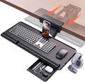 Klearlook Upgraded Ergonomic Keyboard Tray Under Desk, Adjustable Sliding Keyboard Platform Holder, Keyboard Stand with Wrist Rest & Storage Drawer for Home, Office and Gaming, 24.4"x10"