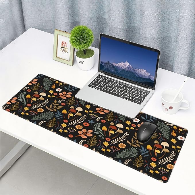 Gaming Mouse Pad Floral Desk Mat, Botanical Mouse Pad, Vintage Desk Mat, Wildflower Mouse Pads, Nature Desk Decor, Garden Desk Pad 31.5×11.8