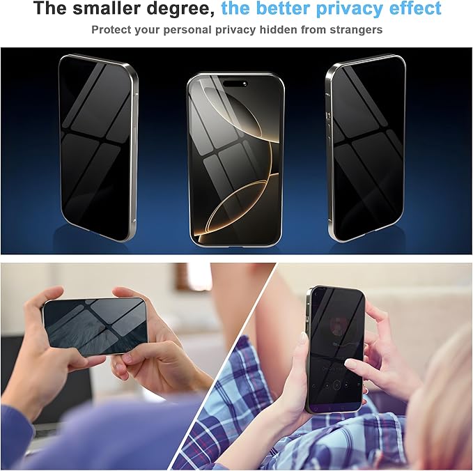 Privacy Magnetic Case for iPhone 16 Pro with Metal Titanium Frame Privacy Screen Protector & Camera Lens Protector, Magnetic Adsorption Double Sided Glass Case Anti Peep Anti Spy Phone Cover