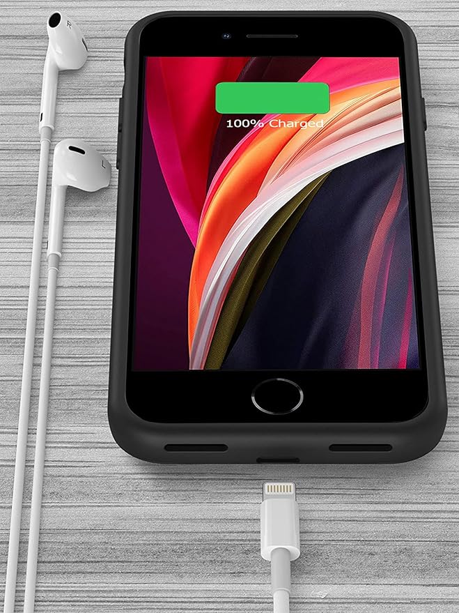 Battery Case for iPhone 8/7/6s/6/SE 3/SE 2, Upgraded 10000mAh Portable Battery Pack Charger Case Support Carplay Compatible with iPhone SE 3/SE 2/8/7/6s/6 (4.7 inch) External Charging Case (Black)