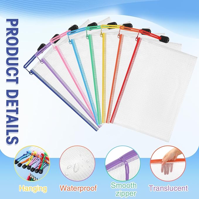 Jetec 32 Pcs Mesh Zipper Bags Toy Storage Bikini Organizer Bag Bolsas Para Guardar Trajes De Baño Waterproof Zipper Reusable Pouch Puzzle Multipurpose for Storage Office(Cute Color,9 x 7 Inch)
