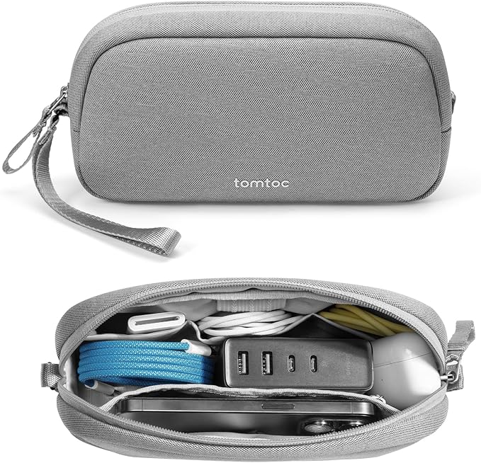 tomtoc Electronics Organizer Travel Case, Water Resistant Travel Bag Cable Organizer for Essentials, Tech Pouch Accessories Carry Storage for Cord, Phone, Cables, Airpods, USB Flash Drive, Daily Items