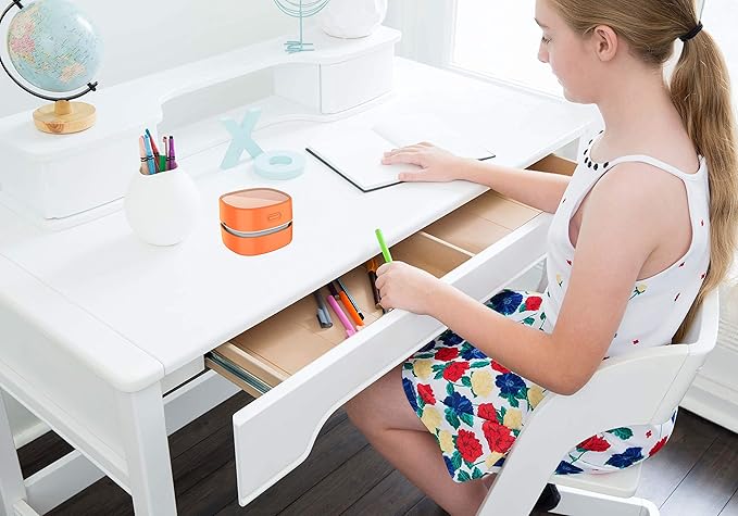 ODISTAR Desktop Vacuum Cleaner,Mini Table dust Sweeper Energy Saving with auto Power-Off Function,High Endurance up to 400 mins,Cordless&360º Rotatable Design for Keyboard/Office(Orange Charging)