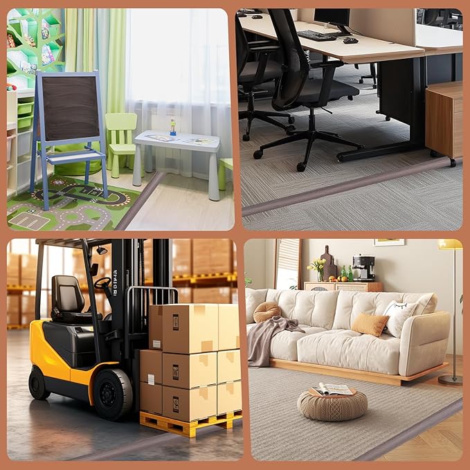 Floor Cord Cover for Wires on Floor Self Adhesive Cord Hider Floor Cable Management Wire Covers for Cords Protector Prevent Cable Trips Cord Cavity W 0.47" x H 0.27", Grayish Brown Wood, 3.3Ft
