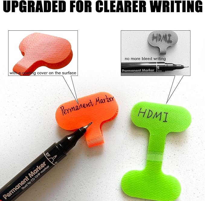 Mr-Label – Write on Cable Labels– Upgraded Clearer Writing Cord Tags- Cable Ties for Classify&Identification–Wire Cables for Cable Management|Organization | Electronics Computers-40Pcs(8 Colors)