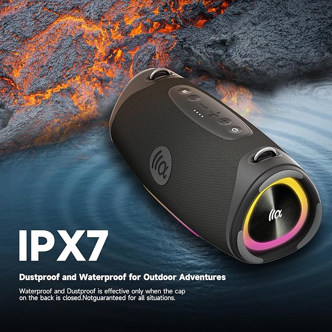 Portable Bluetooth Speaker,IPX7 Waterproof 80W Loud Stereo Sound Wireless Outdoor Speaker for Pool,Shower,Camping Bike Use,8H Playtime