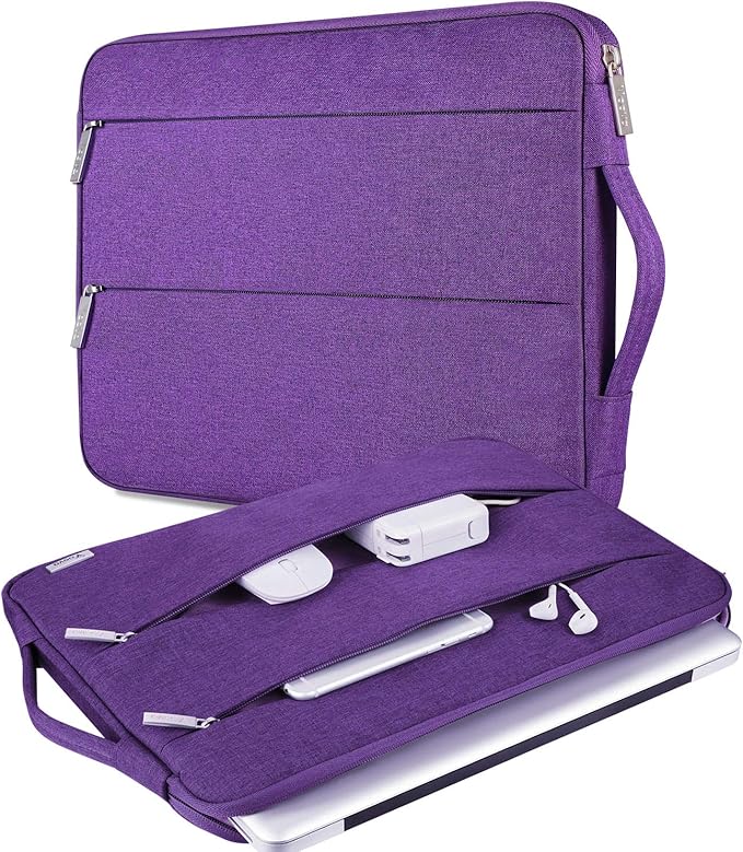 Voova Laptop Sleeve Carrying Case 15.6 16 Inch,Slim Computer Cover Bag Compatible with MacBook Pro 15/16, Dell xps 15,15-16 Inch HP Dell Asus Acer Laptop, Purple