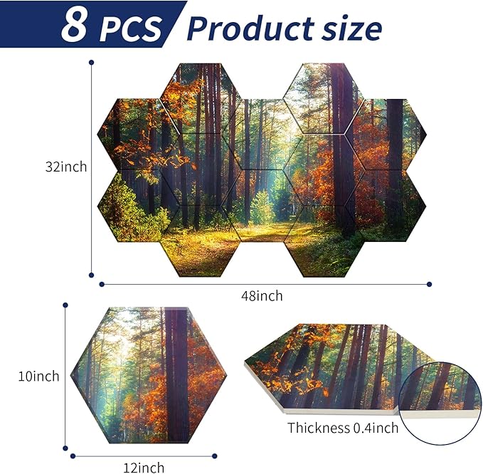 Mollywell Art Acoustic Panels, Soundproofing, Wall Decoration, Suitable for Decorative Soundproof Wall Panels, Room Aesthetics & Echo Reduction (Forest Autumn), 12x10x0.4 Inch