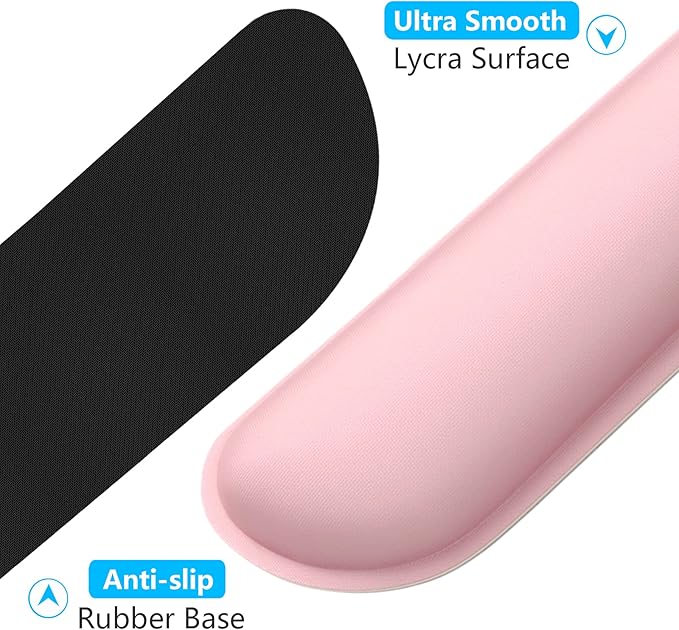 Dapesuom Enlarge Keyboard Wrist Rest, Cute Memory Foam Keyboard Wrist Cushion for Computer Desk Mats Support, Typing Pain Relief Ergonomic Mouse Pad Rests with Non-Slip Base for Gaming, Laptop, Pink