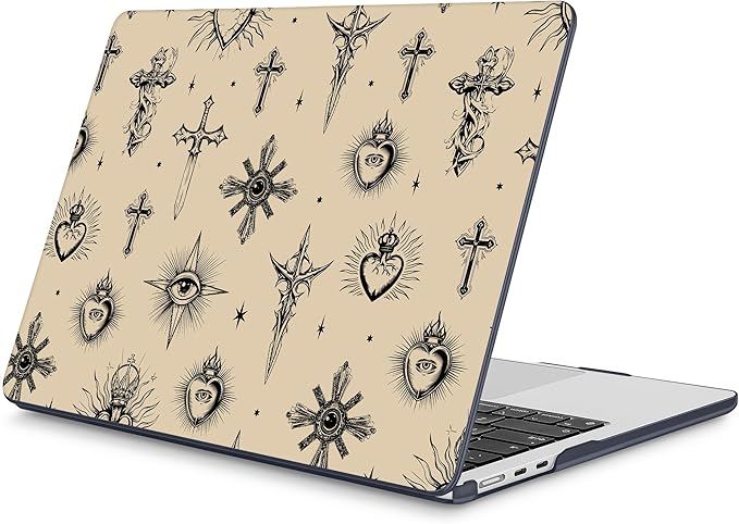 Mektron for 2025 M4 MacBook Air 13.6 Inch A3240 Case Fits 2023 A2681 M2 2024 A3113 M3 Chip with Liquid Retina Display Touch ID, Printed Plastic Hard Shell Cover for MacBook Air 13.6", Evil Eye