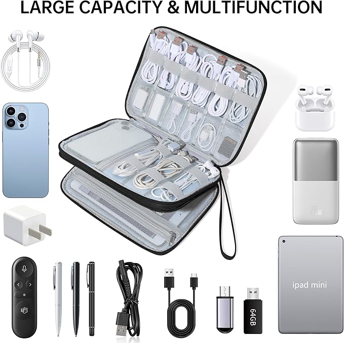 CILLA Electronics Organizer Travel, Travel Cord Organizer Case, Compact Electronics Accessories Bag for Cable, Cord, Charger, Phone