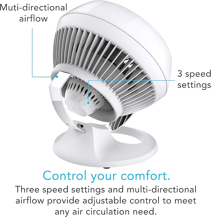 Vornado 460 Whole Room Air Circulator, Small Fan with 3 Speeds, Adjustable Tilt, Easy to Clean, Moves Air 70 Feet, Quiet Fan for Home, Office, Bedroom, White