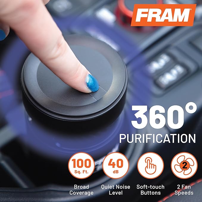 FRAM Buddie HEPA Air Purifier H13 Filtration & UV-C LED Sanitization, Cable-Free Rechargeable Portable Air Purifier for Home, Car & Work, Eliminates 99.97% of Dust, Smoke & Other Pollutants | CAP30200