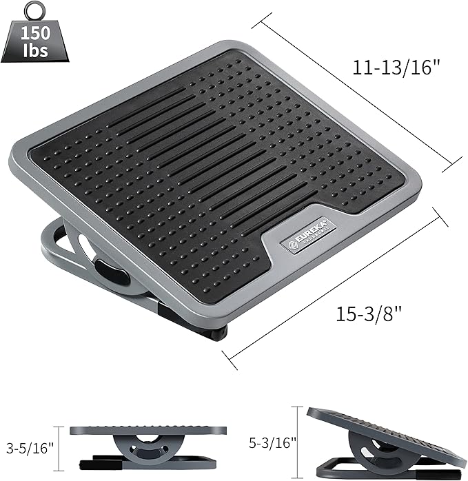EUREKA ERGONOMIC Tilt Adjustable Footrest, Foot Rest for Under Desk at Work with Massage Surface, Office Foot Rest Under Desk with 20 Degree Tilt No Locking, Metal Frame