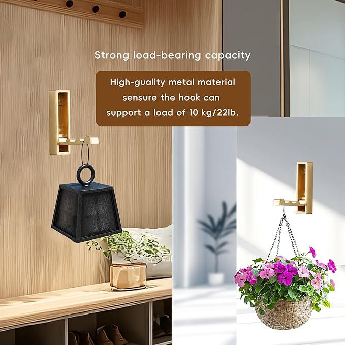Folding Wall Hooks,4 Pack Rustproof Zinc Alloy Folding Coat Hooks,Heavy Duty Foldable Gold Wall Hooks for Hanging Clothes,Hat,Towel,Bathrobe,Key,Bag,Backpack (Gold)