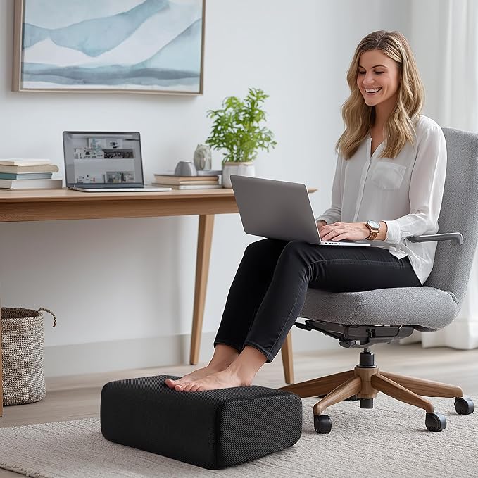 Ganondorf Foot Rest for Under Desk at Work Adjustable Foot Rest Under Desk Ergonomic Foot Stools for Under Office Desk Leg Pillow for Underdesk Footrest with Washable Cover, Mesh Black