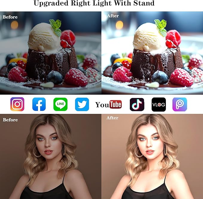 Desk Ring Light with Stand, Amcuke Ring Light with Clip 10W 3000K-6500K Dimmable Travel Desktop Light for Phone Selfie Laptop Zoom Video Makeup Vlog Tiktok Live Streaming