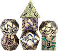 Metal DND Dice Set, 7PCS Polyhedral D&D Dice Set,Glitter Crack Dice Set for Dungeons and Dragons Role Playing Game(Antique Blue 7 Colors)