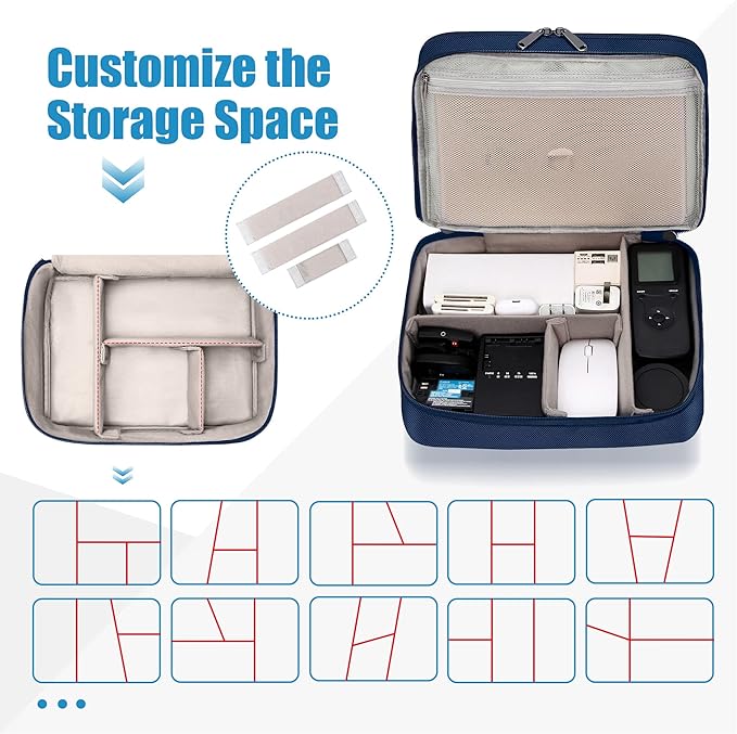 SELLYFELLY Electronics Travel Organizer, Double Layer Cable Organizer Bag Watreproof Electronics Accessories Storage Bag for Cord, Charger, Phone, Power Bank, Hard Drive