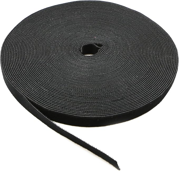 Reusable Fastening Tape Cable Ties 3/4 Inch Double Side Hook Roll (25 Yard, Black)