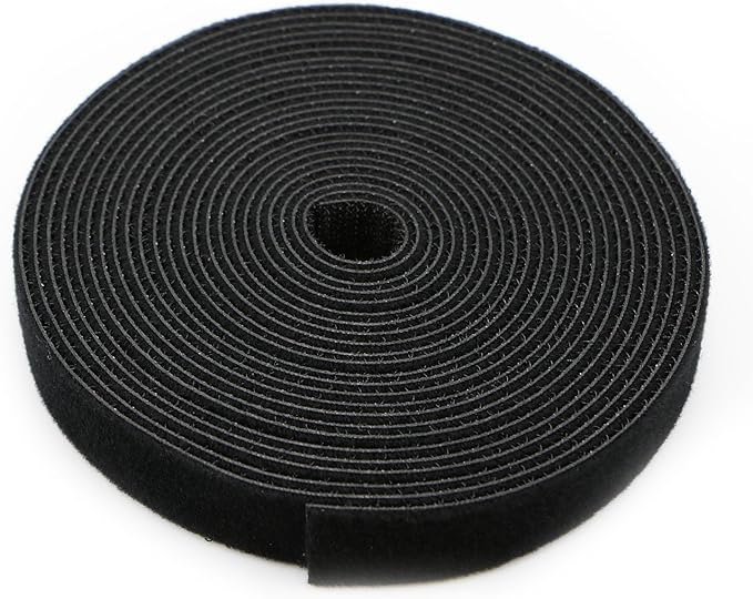 Reusable Fastening Tape Cable Ties 3/4 Inch Double Side Hook Roll (5 Yard, Black)