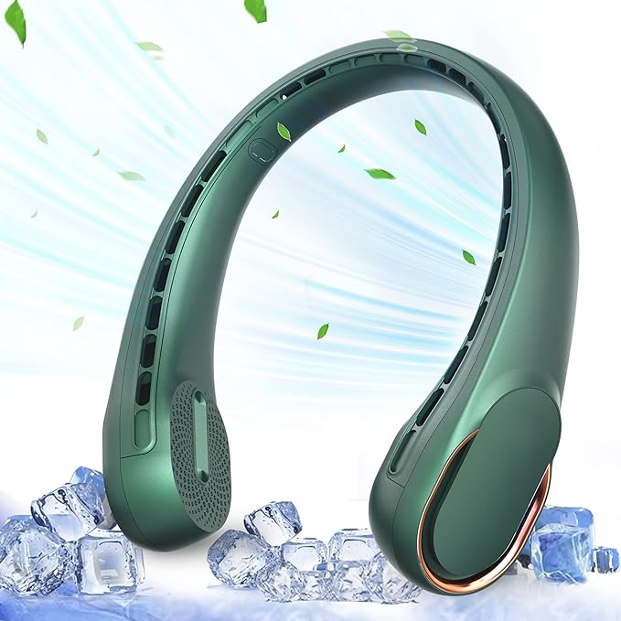 Neck Fan,Portable Bladeless Neck Fan, USB Rechargeable Personal Fan, 4000 mAh Battery Operated Wearable Fan, 3 Speeds Adjustable,Faster Cooling, Ultra Quiet, Suitable for Home, Office, Sports