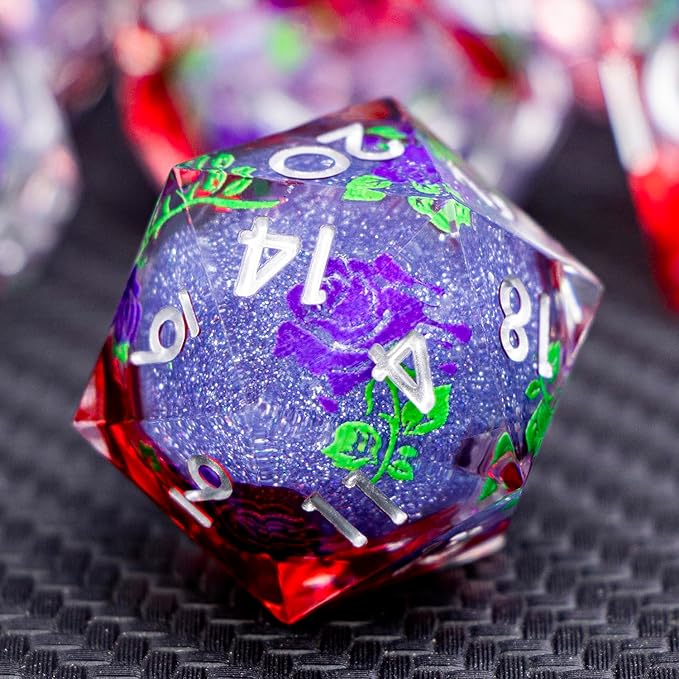 ARUOHHA Liquid Core DND Dice Set, Vampire Sharp Edged Dragons Dice Compatible with D&D RPG Role Playing Games, Resin Blood Red Polyhedral Dungeons D and D Dice with Gift Box D20 D12 D10 D8 D6 D4