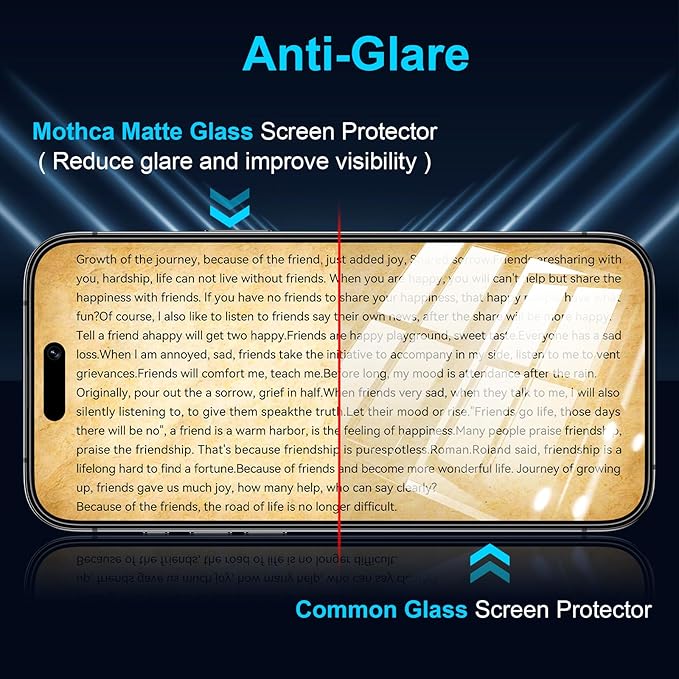 Mothca 2 Pack Matte Glass Screen Protector for iPhone 15 Pro Max 6.7-inch [Auto Fit Box Dust-Free] Edge to Edge Full Coverage Anti-Glare & Anti-Fingerprint Tempered Glass, Bubble Free, Smooth as Silk