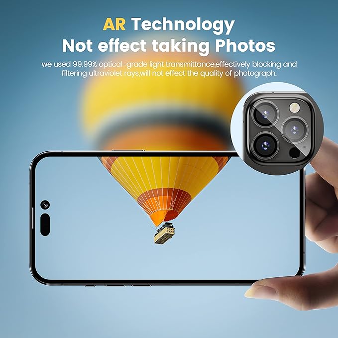 [2 in 1] for iPhone 14 Pro/iPhone 14 Pro Max Camera Lens Protector,Full Protective Metal Ring + HD Tempered Glass Camera Screen Protector Cover Film Accessories, Space Black