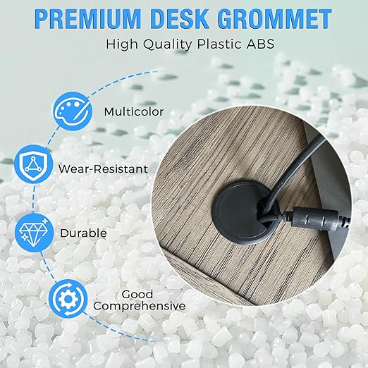 Desk Grommet 3-1/8" (80 mm), Desk Cord Hole Cover, Cable Grommet ABS Plastic, Desk Hole Grommet for Office and Home Table Cable, Detachable Adjustable Cable Cord Organizer (Light Grey 2 Pcs)