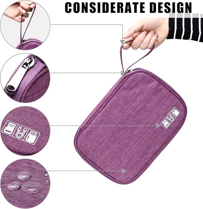 CILLA Travel Cord Organizer Case, Portable Waterproof Storage Bag for Charger, Cord, USB, Power Bank, Earphone, SD Card, Travel Essentials