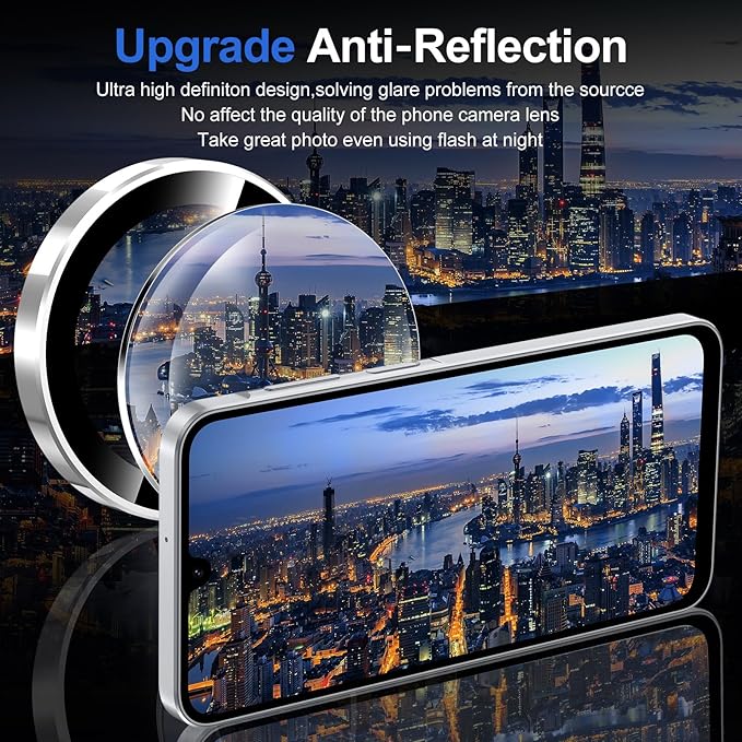 for Samsung Galaxy A16 Camera Lens Protector, Individual Metal Ring Tempered Glass Lens Cover, [Strong Adsorption] Scratch Resistant Ultra-Thin HD Clear Lens Cover, 1 Set-Slivery Ring