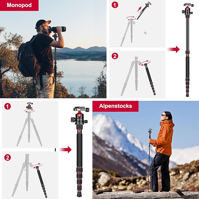 Victiv 80/85 inches Heavy Duty Tripod for Camera and Phone, 85" Camera Monopod Tripod, DSLR Binoculars Spotting Scope Camcorders Video Tripod Stand, 360 Degree Ball Head, 35 lbs Loads