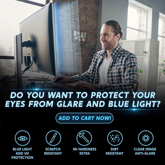 Akamai Office Products 23.8 inch Monitor Anti Glare Screen – Anti-Glare, Anti-Scratch, Blocks 96% UV Blue Light Protection – Matte Gloss Finish (23.8" Widescreen (16:9), Anti-Glare)