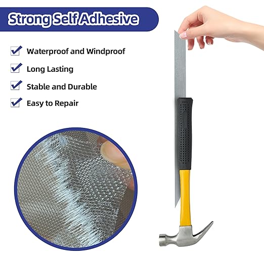 KING MOUNTAIN Grey Window Screen Repair Tape,3inX10FT Heavy Duty Screen Repair Kit for Window Screen and Screen Door,Strong Adhesive & Waterproof Window Screen Patch