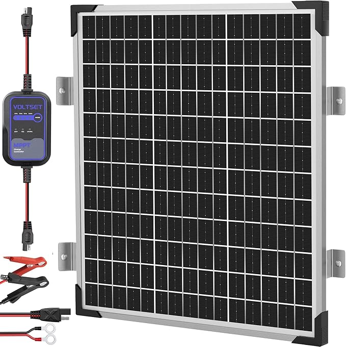 Solar Panel Kit 50W 12V with MPPT Controller, Solar Battery Trickle Charger Maintainer, Waterproof Solar Panel with Adjustable Mount Bracket for Boat RV Motorcycle Marine