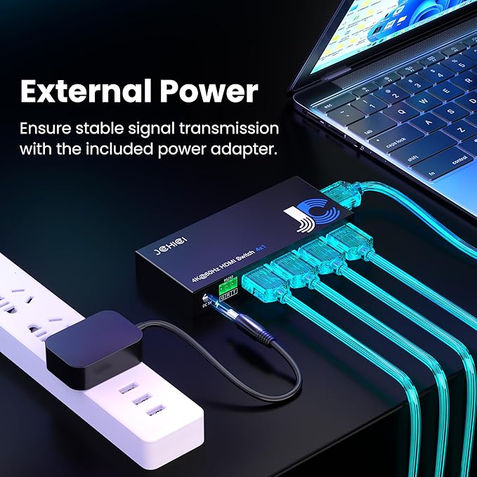 HDMI Switch 4 in 1 Out 4K@60Hz, 4 Ports HDMI Switcher Selector with Remote, Support HDCP 2.2 HD R10+ Dolby Vision/Atmos 18Gbps CEC for Apple TV Game PC PS4 5 Pro Xbox Roku