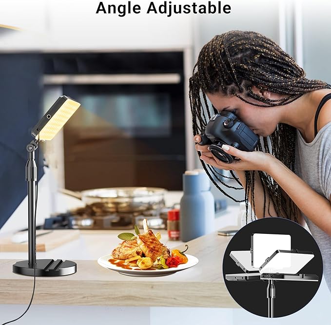 2-Pack LED Video Light with Stand, Home Studio Back Lights, Photo Lights with Color Filters for Close Photography Lighting YouTube Video Recording, Desk Game Steaming