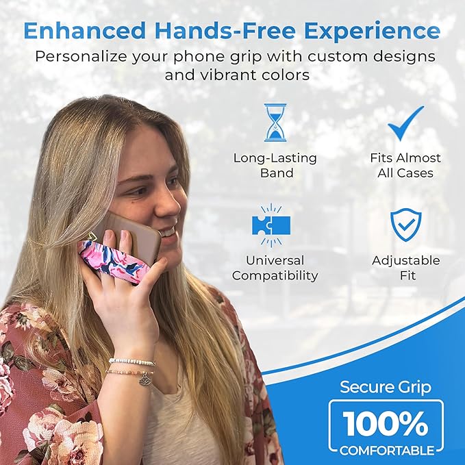 Phone Grip Strap - Pack of 2 Reversible Finger Holder for Phone Back, Customizable Anti-Slip Design, Wireless Charging Compatible Detachable Holder for iPhone - Color