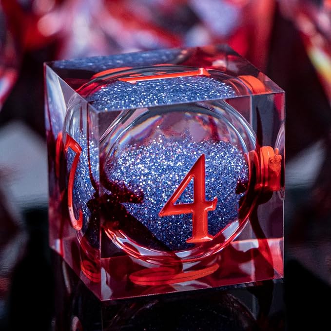 ARUOHHA Liquid Core DND Dice Set, Vampire Sharp Edged Dragons Dice Compatible with D&D RPG Role Playing Games, Resin Blood Red Polyhedral Dungeons D and D Dice with Gift Box D20 D12 D10 D8 D6 D4