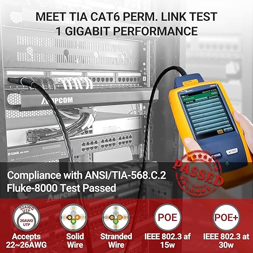AMPCOM CAT6 24 Ports Patch Panel, Rack Mount - 1U, 19 inch，RJ45 Ethernet 568A 568B, Gold Plated, with Rear Cable Management Bar