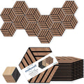 Mollywell Hexagon Acoustic Panels, Walnut TH4, 14x12x0.4 Inch, 12 Pack |Wood Veneer|High Density Sound Proofing Wall Panels|Self Adhesive Sound Dampening Felt Wall Tiles|Home Theater|Gaming Room|