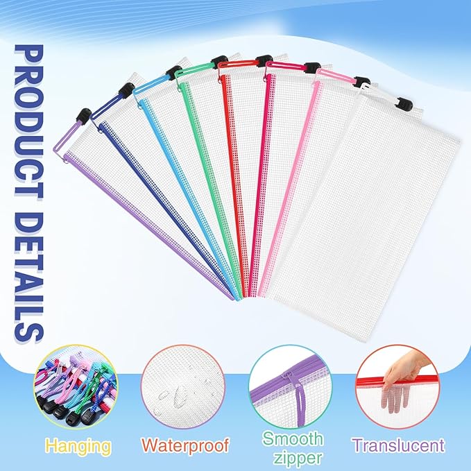Jetec 32 Pcs Mesh Zipper Bags Toy Storage Bikini Organizer Bag Bolsas Para Guardar Trajes De Baño Waterproof Zipper Reusable Pouch Puzzle Multipurpose for Storage Office(Classic Color,9.5 x 4.5 Inch)