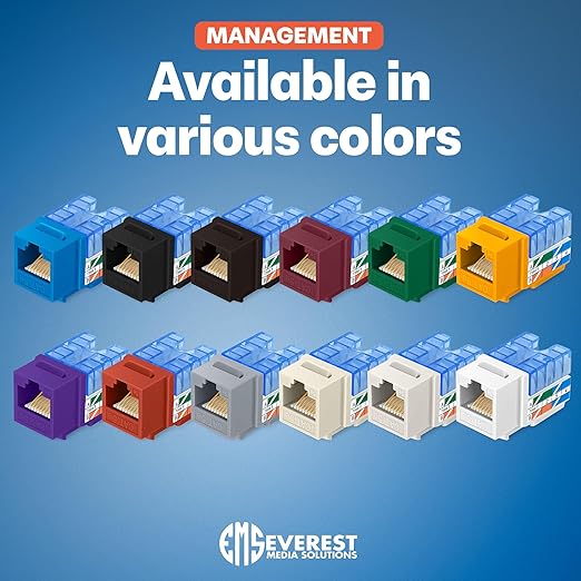 Everest 90° Angled RJ45 Cat5e Keystone Jacks 100-Pack in White - Slim Profile Female RJ45 Connectors - Cat 5e Keystone Jack - Compatible with 90° Angled Speed Termination Tool - easyJACK (B094WB91H3)