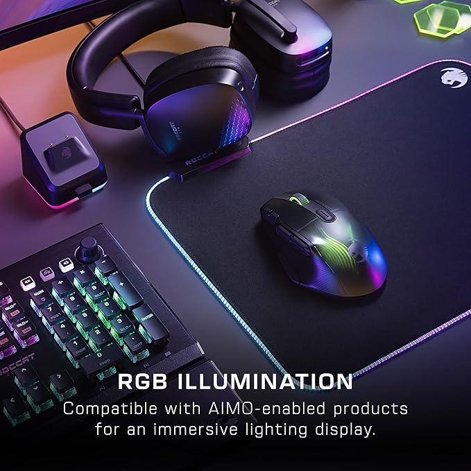 Turtle Beach Kone XP Air Wireless Customizable Ergonomic RGB Gaming Mouse, Bluetooth, 19K DPI Optical Sensor, 100-hour Battery & Charging Dock, 29 Programmable Inputs & RGB Lighting, 4D Wheel – Black