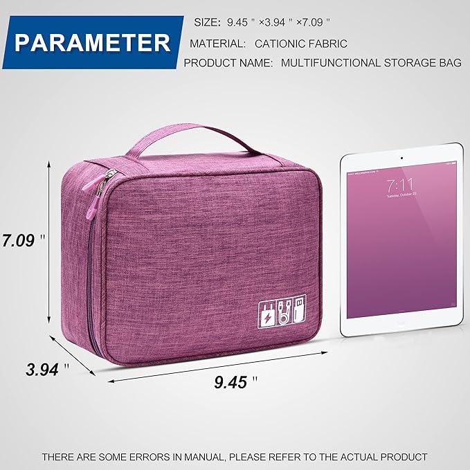Electronics Organizer Travel Universal Cable Organizer Bag Waterproof Electronics Accessories Storage Cases for Cable, Charger, Phone, USB, SD Card, Hard Drives, Power Bank, Cords