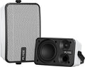 400W Outdoor Bluetooth Speakers, Wireless Sync Between Speakers, IPX5 Waterproof, Powerful Bass, Wall Mount for Patio, Porch, Gazebo, Garage, 2-Pack, White(MZ-621)
